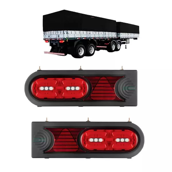 PAR LANTERNA TRASEIRA CARRETA LED 24V MULTIFUNCAO RE E PISCA (K.L3100)