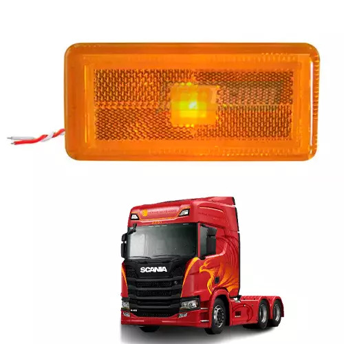 LANTERNA DELIMITADORA LED BIVOLT PARA SCANIA CAMINHAO COM REFLETIVO AMARELA (PL0