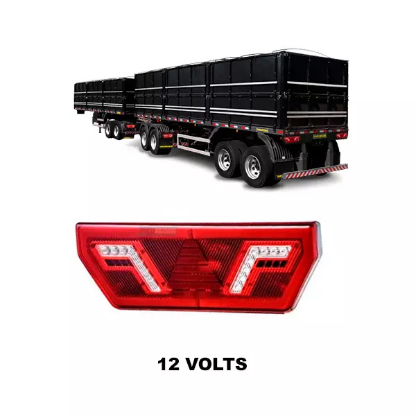 LANTERNA TRASEIRA ESQUERDA LED 12V IMPLEMENTAR COM CONECTOR CARRETA GUERRA (L307