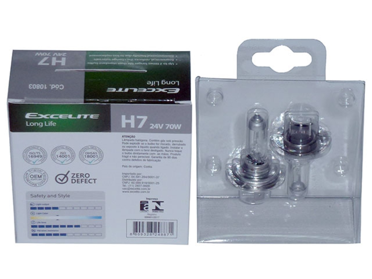 PAR LAMPADA H7 24V 70W LONG LIFE DIVERSOS LINHA PESADA (H724V])