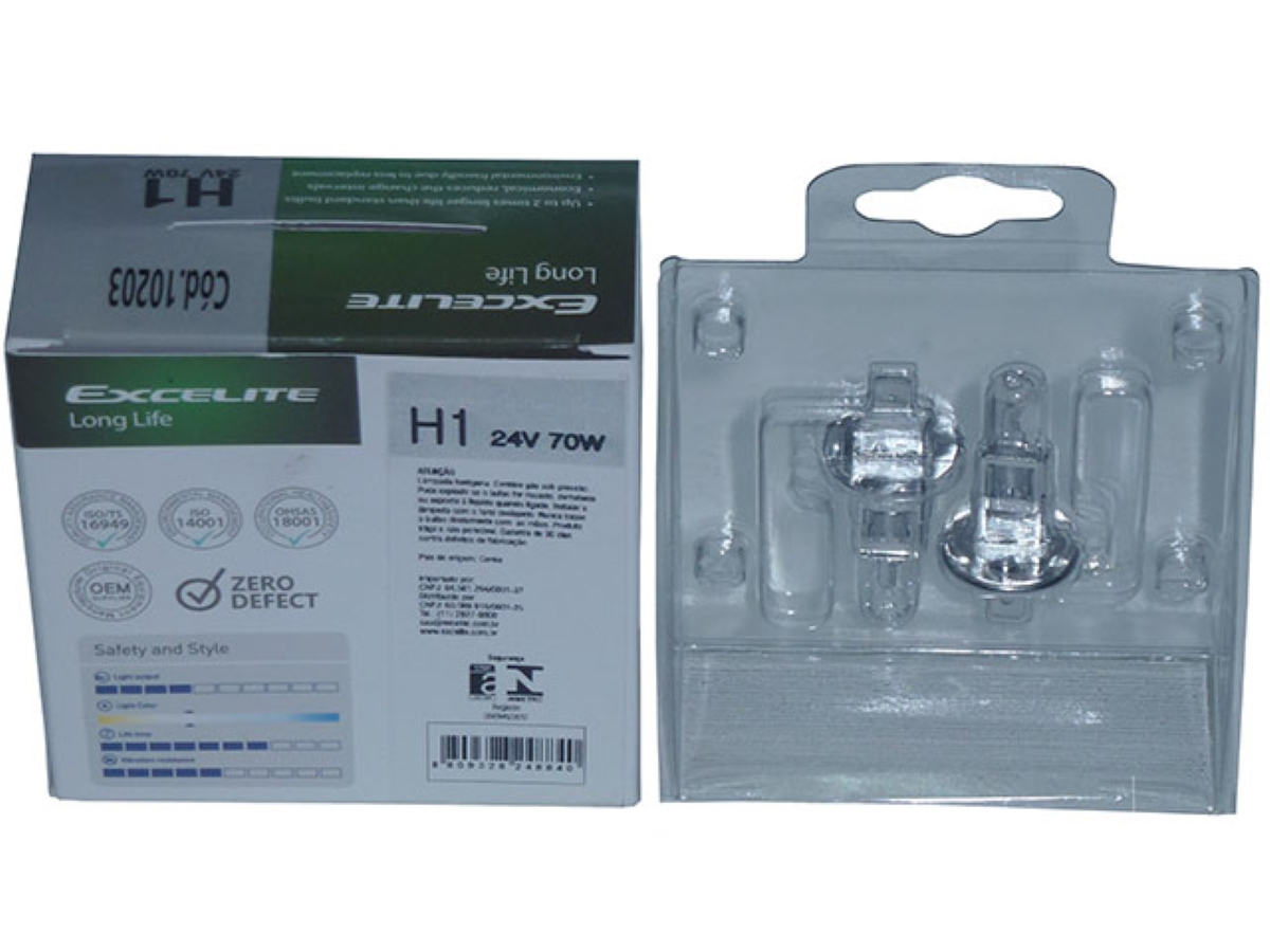 PAR LAMPADA H1 24V 70W LONG LIFE DIVERSOS LINHA PESADA (H124V].)