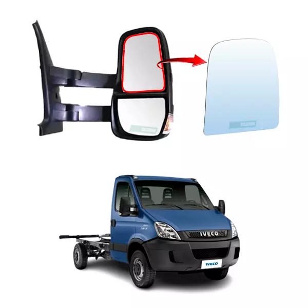 VIDRO RETROVISOR PRINCIPAL DIREITO COM DESEMBACADOR IVECO DAILY 2008...2018 (380