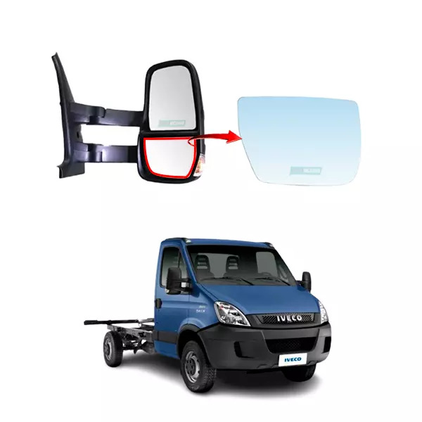 VIDRO RETROVISOR AUXILIAR DIREITO COM DESEMBACADOR IVECO DAILY 2008...2018 (3801