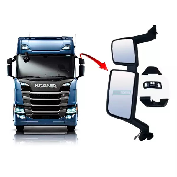 ESPELHO RETROVISOR ESQUERDO ELETRICO SCANIA NTG SERIE 6 APOS 2019 COM AUXILIAR C