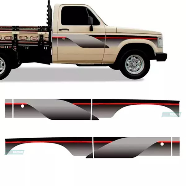 PAR FAIXA CHEVROLET D20 D40 DELUXE 1993 1994 ADESIVO PRATA FILETE VERMELHO CACAM