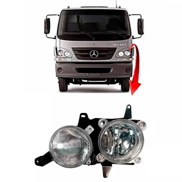 FAROL DUPLO ESQUERDO MB ACCELO H7 H1 COM SUPORTE - VIDRO (9798200161-9798200361-