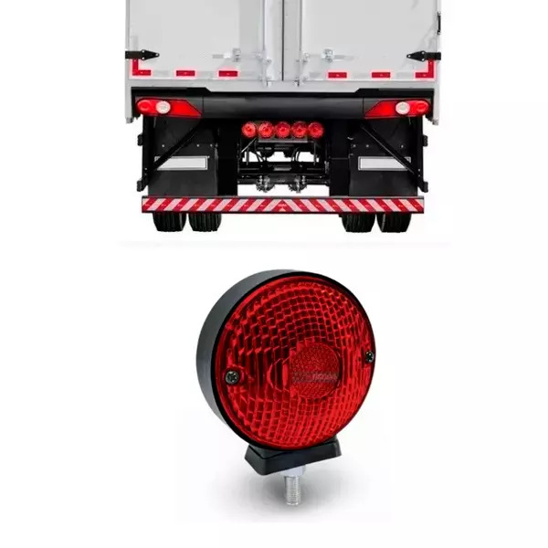 LANTERNA TRASEIRA VERMELHA 1 FACE UNIVERSAL COM PEDESTAL ARO PRETO (404V-PL04046