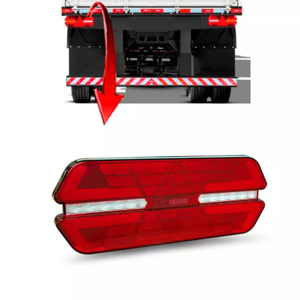 LANTERNA TRASEIRA TRIPLO X LED ESQUERDO ACRILICO BICOLOR 12V REBOQUE SEMI REBOQU