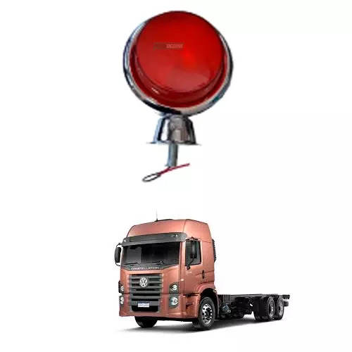 LANTERNA BOJUDA METAL LED VERMELHA PARA CAMINHAO  (AP0047)