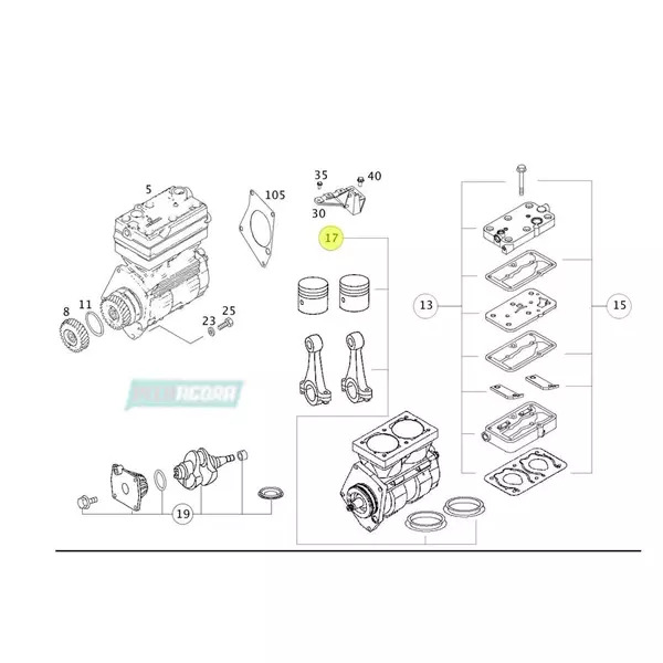 JOGO REPARO PISTAO BIELA MB 1634 LS 2011 ACTROS 2546LS 2020 2646LS 2019 2646 201