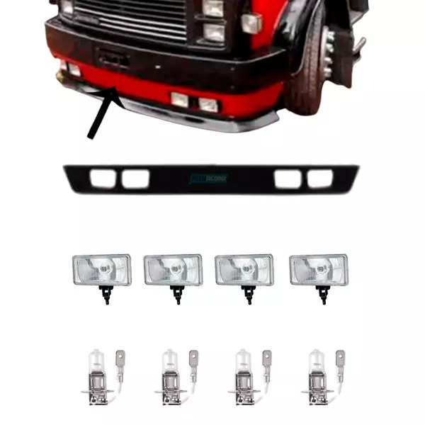 KIT SPOILER PRETO MB 1113 CARA PRETA MILHAS LAMPADAS H3 24V (K.AS3379P-424173-F1