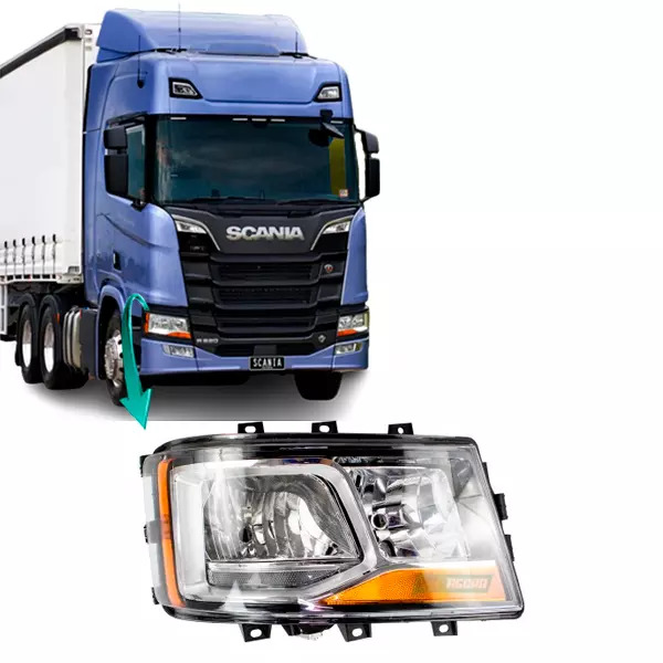 FAROL PRINCIPAL DIREITO PARA SCANIA SERIE 6 P G R SERIE S  2019...COM PISCA EM L