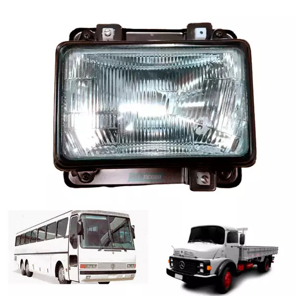 FAROL DIREITO LAMPADA H4 MB 1113 1114 1313 1513 2013 CARA PRETA 1983 A 1992 ONIB