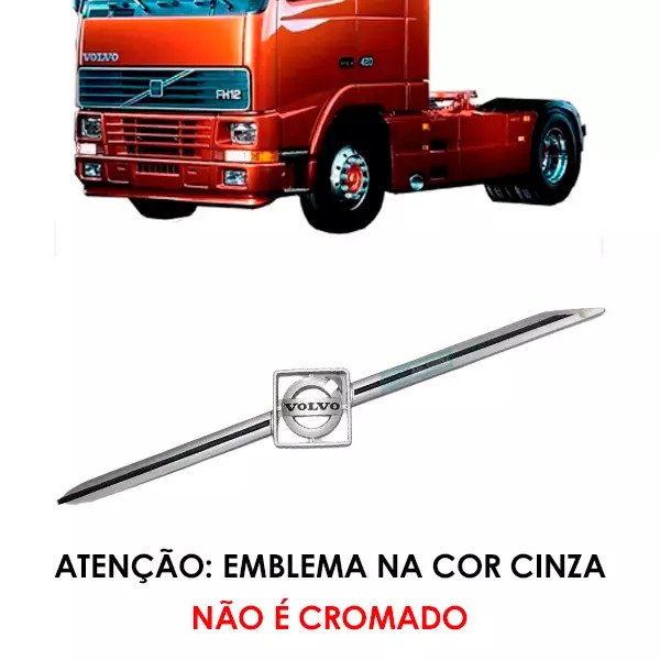 EMBLEMA TRANSVERSAL GRADE VOLVO FH FM 2004 A 2009 CINZA (20453600-20540817-1334V