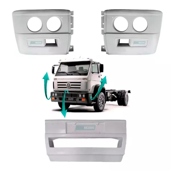 KIT PARACHOQUE CENTRAL COM SPOILER E PAR DE PONTEIRAS VW 13150 13170 13180 15170