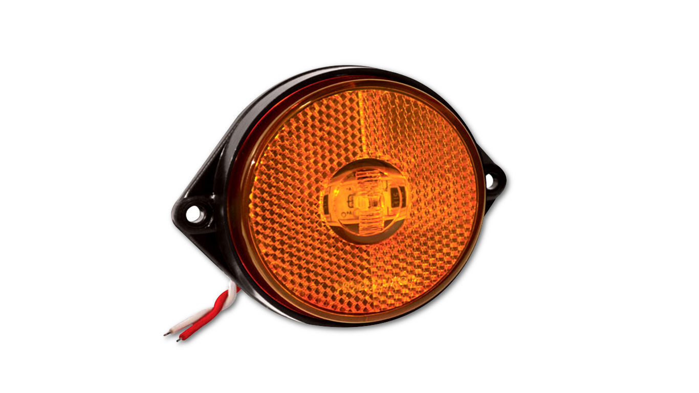 LANTERNA 1 LED DE POSICAO 66MM OVAL COM CABOS CRISTAL EM ACRILICO (PL03120062.)