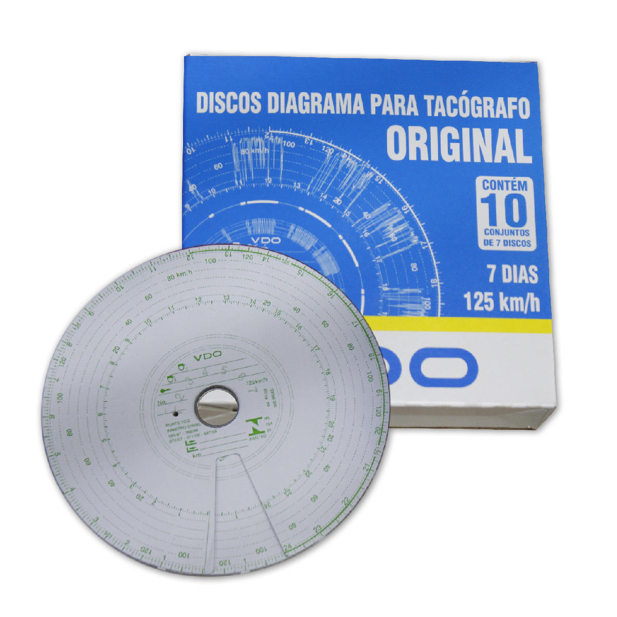 DISCO TACOGRAFO SEMANAL (125KM) DIVERSOS MARCACAO VELOCIDADE 20 EM 20 (CAIXA COM