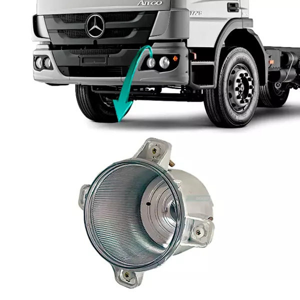 BLOCO FAROL ALTO ESQUERDO SEM LAMP H1 125MM MB ACTROS 2546 LS 2020  2646LS 2017 