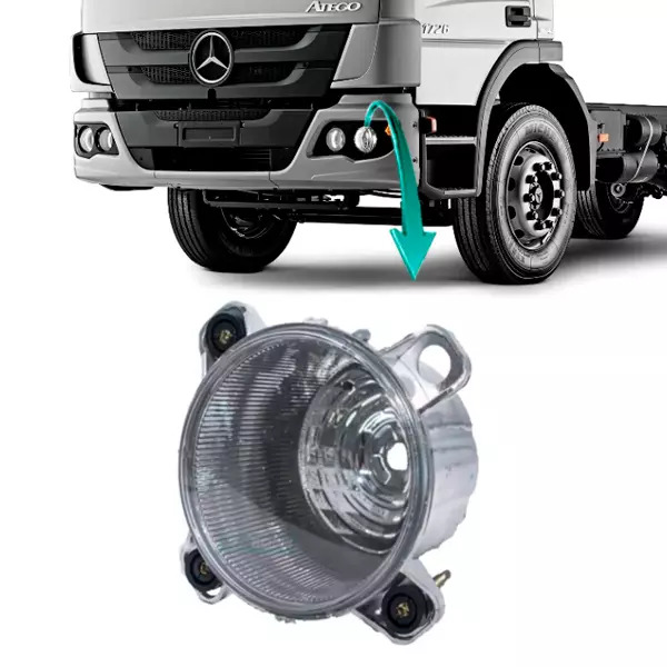 BLOCO FAROL BAIXO ESQUERDO SEM LAMP H7 140MM MB ACTROS 2546 LS 2020 2646LS 2017 