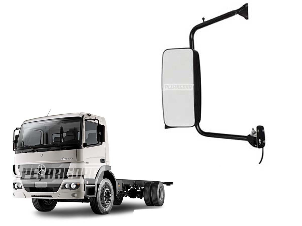 ESPELHO RETROVISOR ELETRICO ESQUERDO MB AXOR ATEGO COM DESEMBACADOR SEM AUXILIAR