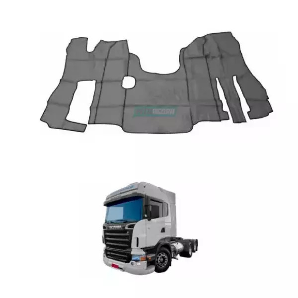 TAPETE VINIL CINZA COM CAPO SEM RECORTE DO BANCO CARONA PARA SCANIA HIGHLINE R M