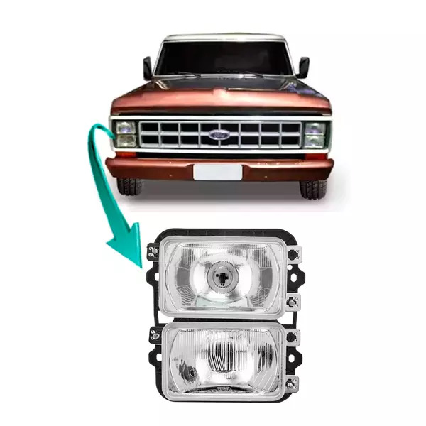 FAROL DUPLO H4 H1 LADO DIREITO FORD F1000 F4000 - 1985 A 1991 (85TU13005G-F40V)