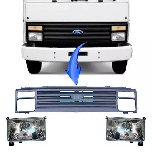 KIT GRADE DIANTEIRA 2 FAROIS FORD CARGO 1985 A 1999 - 1215 1415 1419 1617 1622 1