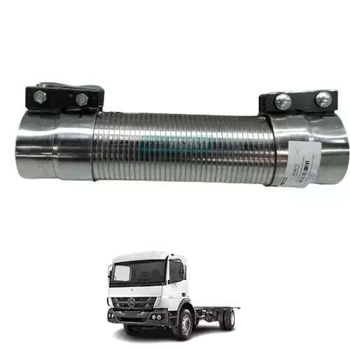 TUBO FLEXIVEL ESCAPAMENTO COM ABRACADEIRA INOX MB CAMINHOES E ONIBUS 3.1/2X300 (