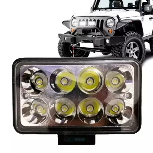 FAROL AUXILIAR QUADRADO 8 LEDS BIVOLT 12/24V 27W 5CM ESPESSURA (GTL1012BR)