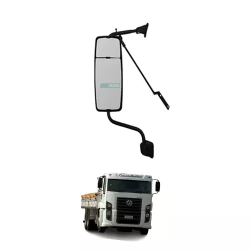 ESPELHO RETROVISOR DIREITO MANUAL VW CONSTELLATION 24250 CONVEXO BIFOCAL COMPLET