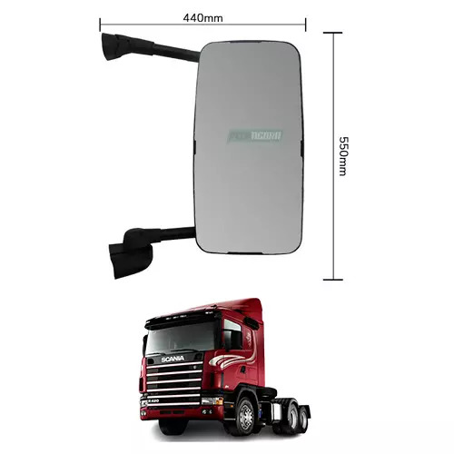 ESPELHO COMPLETO CONVEXO CAPA INJETADA MANUAL SEM DESEMBARCADOR ESQ PARA SCANIA 