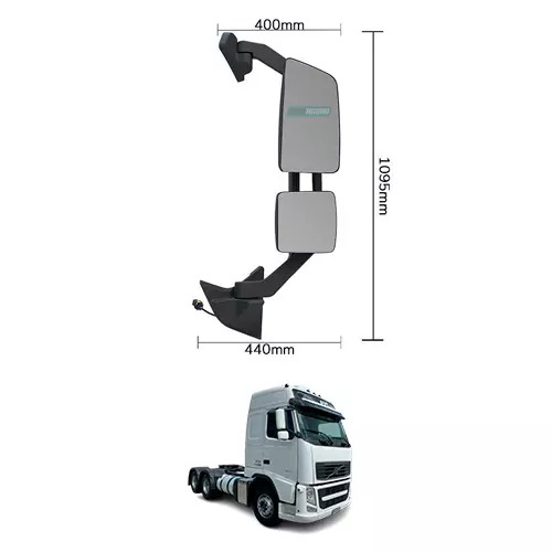 ESPELHO RETROVISOR COMPLETO DIR CONVEXO BIFOCAL ELETRICO DESEMBACADOR VOLVO FH A