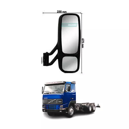ESPELHO RETROVISOR COMPLETO CONVEXO MANUAL SEM DESEMBACADOR VOLVO FH ANO 1993 AT