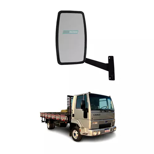 ESPELHO RETROVISOR ESQUERDO COMPLETO CONVEXO CAPA INJETADA MANUAL FORD CARGO 712