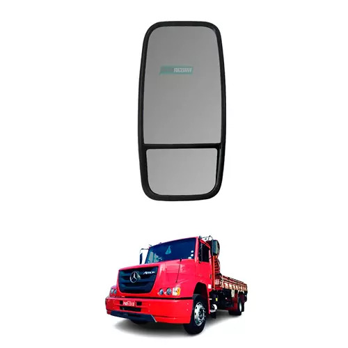 ESPELHO RETROVISOR PLANO BIFOCAL CONVEXO ESQUERDO MB ATRON 1319 1719 CARA CHATA 