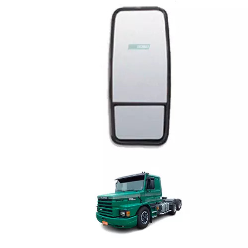 ESPELHO AVULSO PLANO BIFOCAL CONVEXO MOLDURA INJETADA ESQ PARA SCANIA SERIE 2 R1