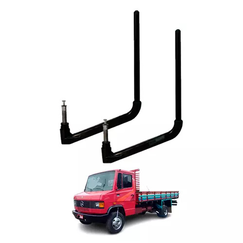 PAR SUPORTE ESPELHO ACO CARBONO PINTADO PRETO DIR ESQ MERCEDES BENZ L912 ANO 198