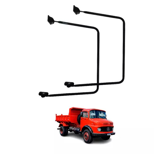 PAR SUPORTE ESPELHO ACO CARBONO PINTADO PRETO DIR ESQ MERCEDES BENZ 1113 1114 13