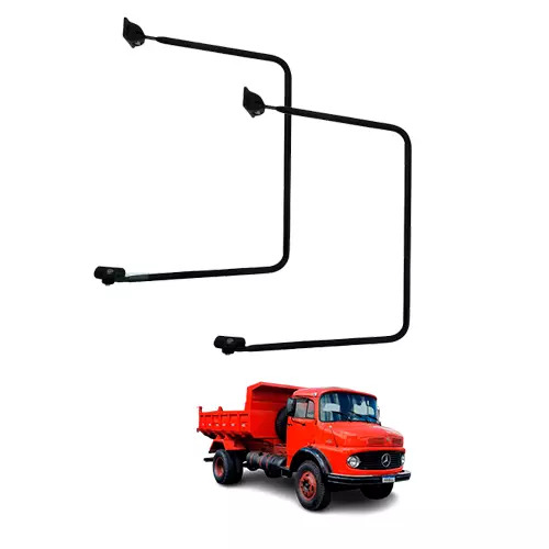 PAR SUPORTE ESPELHO ACO CARBONO PINTADO PRETO DIR ESQ MERCEDES BENZ 1113 1114 13