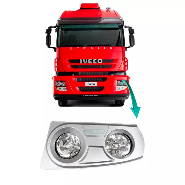 FAROL AUXILIAR MILHA ESQUERDO DUPLO IVECO STRALIS 2008.. TECTOR CURSOR 2009.. CO