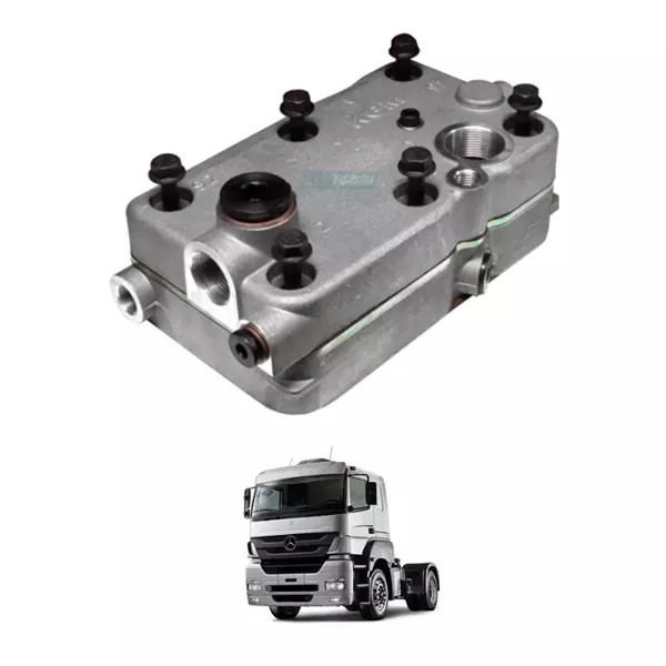 CONJUNTO CABECOTE COMPRESSOR AR 2 CIL MB OM457 GOVERNADO  (0011302515-MGK1200)