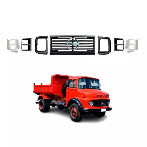 CONJUNTO GRADE FRONTAL COMPLETA INJETADO PRETO MB 1113 1114 1932 (M124)