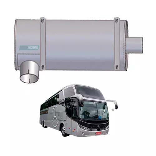 SILENCIOSO ESCAPAMENTO ACO CARBONO CINZA MERCEDES BENZ ONIBUS  (F3035A-M087B)