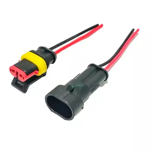 KIT 10 CONECTOR CHICOTE 2 VIAS SELADO MONTADO MACHO E FEMEA  (1022)