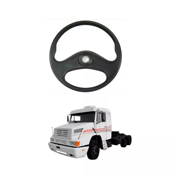 VOLANTE DIRECAO COM ESTRIA CHAVETA BOTAO MENOR PRETO MB 1935 1618 2318 710 709 1