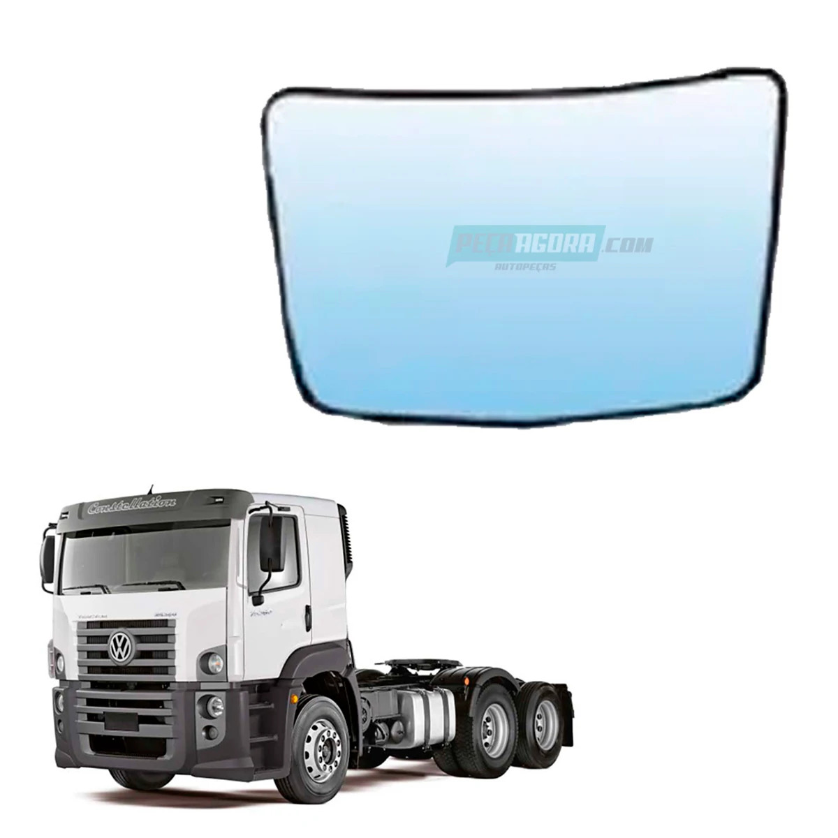 VIDRO MENOR ESPELHO RETROVISOR BIPARTIDO SEM DESEMBACADOR VW CONSTELLATION ATE 2