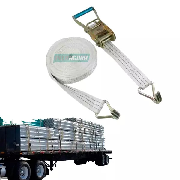 CAIXA 50 KIT CATRACA + CINTA 3 TON 9M AMARRAR CARGA GANCHO J  BRANCA (CX.7040009
