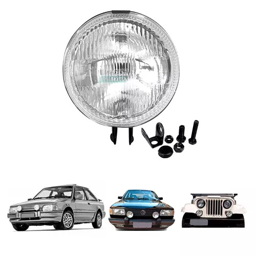 FAROL MILHA AUXILIAR UNIVERSAL 143MM LONGO ALCANCE REDONDO VIDRO ESTRIADO (F12V)