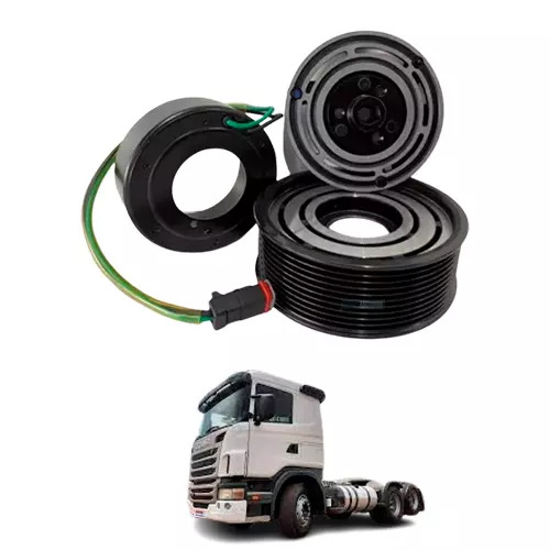 KIT POLIA BOBINA CUBO COMPRESSOR AR SCANIA 10PK 24V P G R 420 440 460 480 2008..