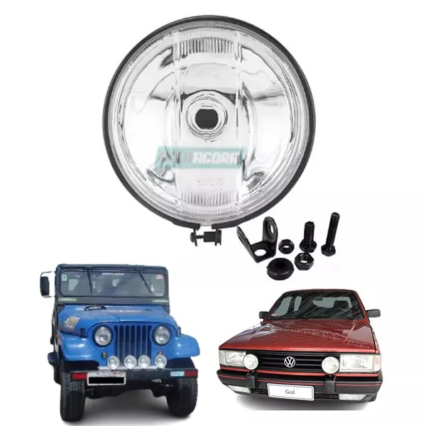 FAROL MILHA LONGO ALCANCE 142MM REDONDO VIDRO H3 GOL GTS ESCORT XR3 OFF ROAD JIP